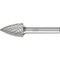 Pferd TOUGH Carbide Bur - Tree Shape (Pointed) - DBL Cut (3R) - 5/8" x 1" x 1/4" Shank - SG-6 22298 - alternate 1